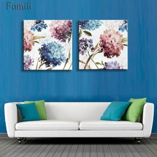 Retro Fashion 2pcs flower house ornaments children living room Decoration Canvas Painting on wall Hanging home decor unframed