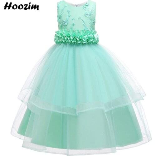 Luxury Mint Green Embroidery Pearl Pageant And Wedding Party Dress Girls 6 To 15 Years White Tulle Gala And Soiree Dresses Teens