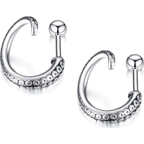 Classic Retro Octopus Tentacles Mens Stud Earrings Punk Stainless Steel Jewelry Not Fade Drop Shipping