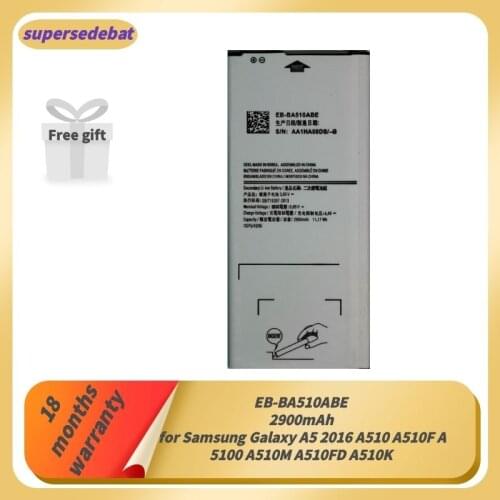 Supersedebat EB-BA510ABE Rechargeable Battery for Samsung Galaxy A5 2016 A510 A510F A5100 A510M A510FD A510K Batteries Bateria