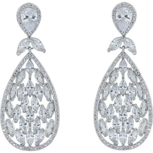 Cubic Zircon CZ Copper Wedding Dangle Wedding Earring for Bridal Women Girl Prom Party Jewelry Accessories CE10773