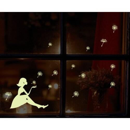 Glow In The Dark Dandelion Girl Luminous Stickers Living Room Decoration Wall Stickers Decoration Decals for Kids Baby Bedroom