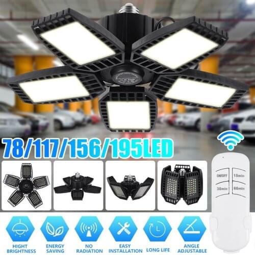 LED Garage Lights 300W E27 Garage Ceiling Light Adjustable Work Light Bulbs with 2/3/4/5 Panel Led Shop Lights+Remote Control