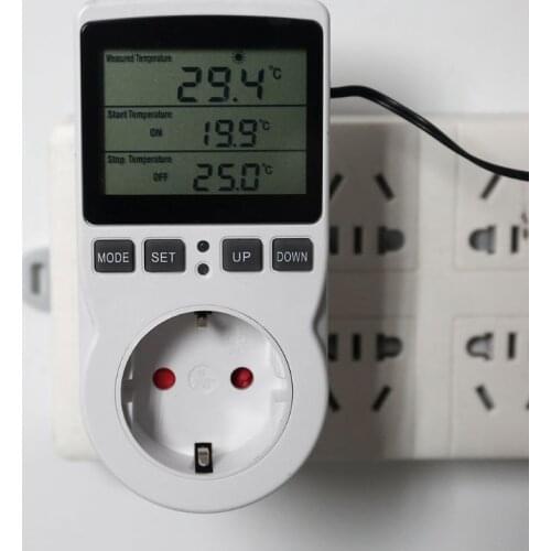 16A 220V Thermostat Digital Temperature Controller Multi-Function Socket Outlet with Timer Switch Sensor Probe Heating Cooling