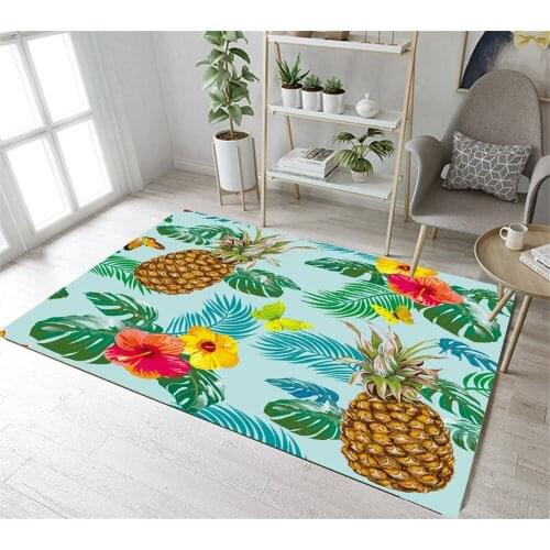 Tropical Pineapples Butterflies Flower Leaves Home Childrens Room Floor Cushion Kitchen Area Rugs Bathroom Carpets Non-Slip Mat