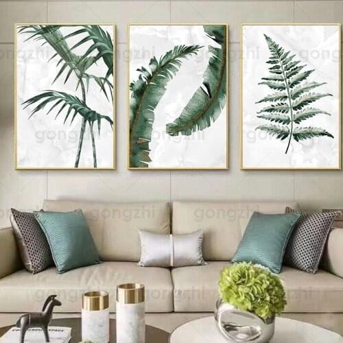 Tropical Plant Leaves Abstract Canvas Painting Wall Pictures for Living Room and Bedroom Nordic Home Decoration Posters an