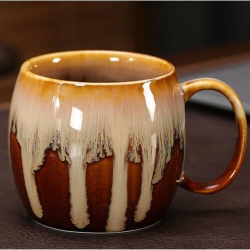 Vintage Coffee Mug Unique Retro Style Ceramic Cups Kiln-Change Glaze Creative Breakfast Morning Cup Gift
