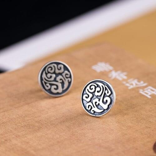 VLA Chinese Style Auspicious Cloud Study Earrings Womens 925 Sterling Silver Classic Jewelry Festival Gift