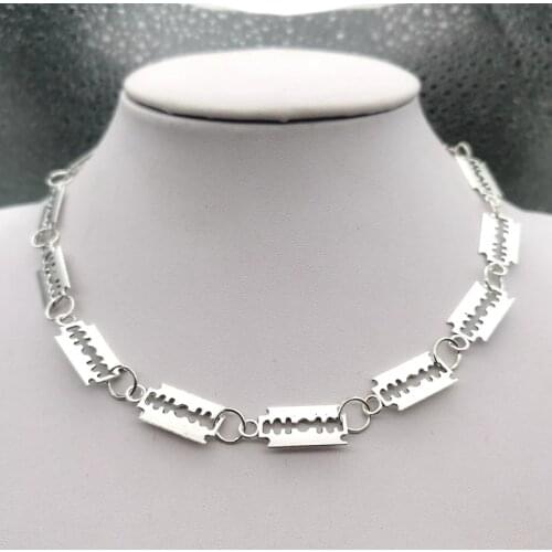 Small bladeUnisex Choker Necklace Women Hip-hop Gothic 14 blade combinations Punk Style Barbed blade Chain Choker Gifts 42cm