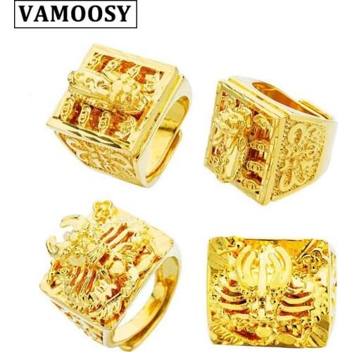 VAMOOSY 2018 Fashion Shiny Gold Color Copper Dragon Design Ring for Women Femme Ring Vintage Statement Jewelry Husband Wife Gift