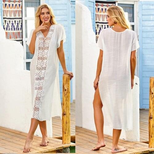 Women Beach Dress Cover-Ups 2021 Beachwear Sexy Bathing Suit For Woman Long Swimsuit Coverups Summer Tunic Saida Praia