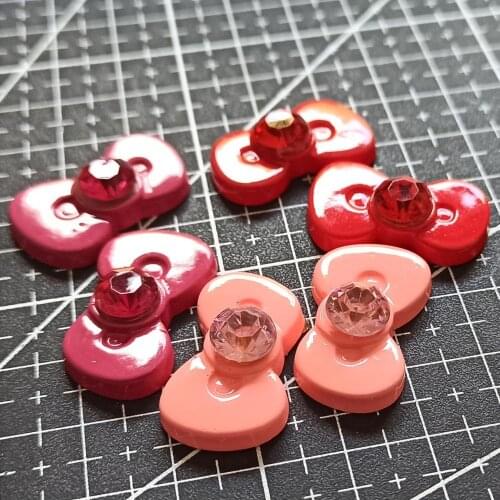 1pcs/lot new resin simulation bowknot with rhinestone 25mm Scrapbook Embellishment DIY Phone Decoration