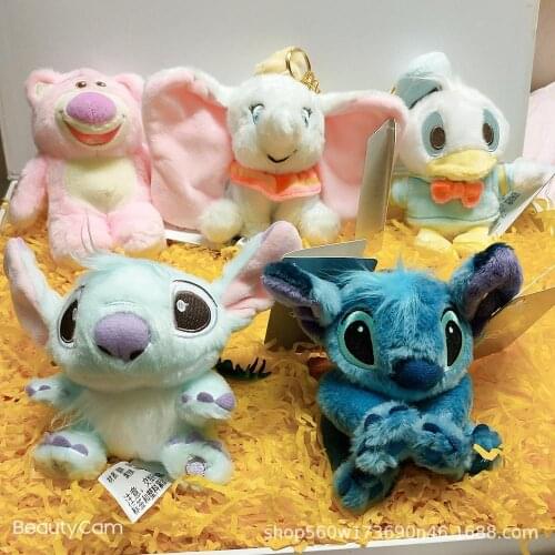 13cm Disney Stitch plush backpack bag pendant cartoon mickey mouse doll Minnie keychain toy doll
