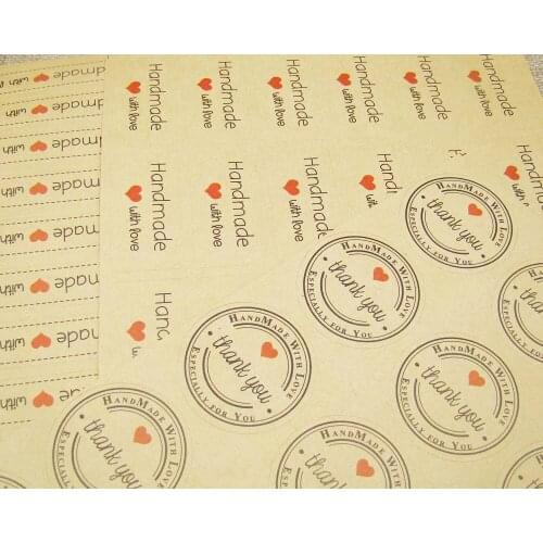2000pcs wholesale Kraft handmade with love sticker thank you Sticker Label especially for you gift bag / box /cookiesSeal Label