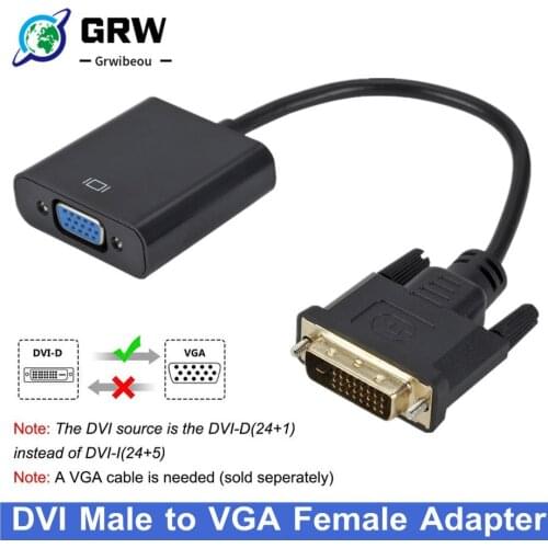 DVI Male to VGA Female Adapter HD 1080P DVI-D to VGA Adapter 24+1 25Pin to 15Pin Cable Converter for PC Computer Monitor
