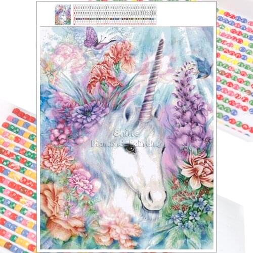 Diamond Painting Embroidery Kit White Horse Animal Unicorn Mosaic Cartoon 5D DIY Full Square Round Christmas Mural Home