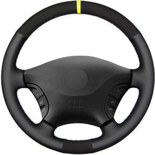 Car Steering Wheel Cover Black Genuine Leather Suede For Mercedes Benz W639 Viano Vito 2006-2015 Volkswagen Crafter 2006-2016