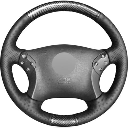 Black Carbon Fiber Artificial Leather Car Steering Wheel Cover for Mercedes Benz W203 C-Class 2001 2002 2003 2004-2006 2007