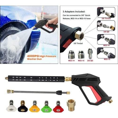 Pressure Washer Gun 400 PSI Car Washer Sprayer with 5 Color Nozzles Extension Wand for Car / Motorcycle / Roof / Ground Cleaning
