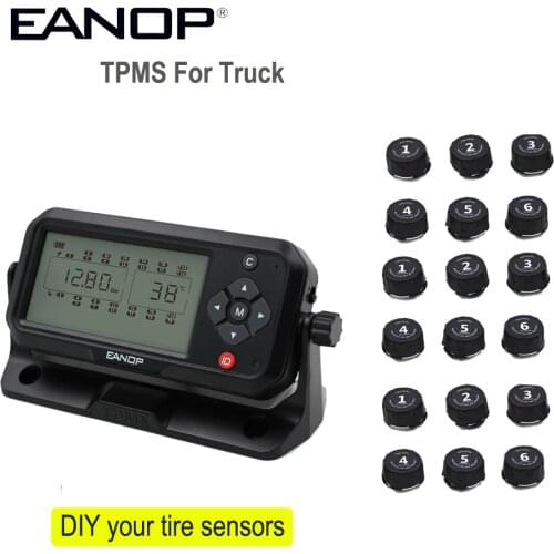 EANOP TPMS 8/14 wheels LCD display Tire Pressure Monitoring System DIY Truck TPMS For vehicles, buses, trailers