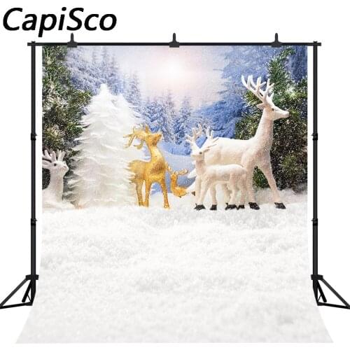 Capisco Photography Background Christmas Snow Trees Snowfield Elk Backdrop Winter Forest Birthday Artistic Portrait Photo Shoot