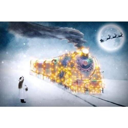 GLymg Diy 5D Diamond Glittering Train Rhinestones Embroidery Painting Embroidery Painting Kits Adults Diamond Wall Arts Decor