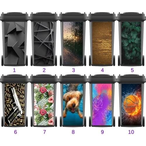 Beauty Modern Adhesive Removable Waterproof Sticker Decals Rubbish bin trash can Cover sticker Ktichen 120liter 240liter