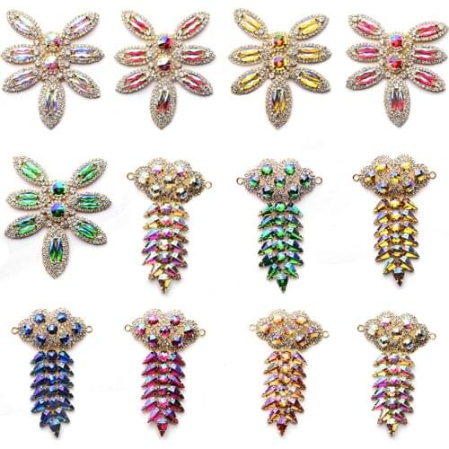 Colorful Sew On Rhinestones Applique Horse Eye Dragonfly Shape With Teardrop Fireworks Shape For Wedding Dress Decoration B3898