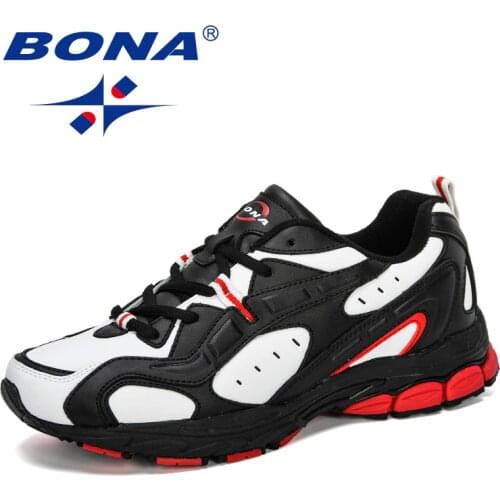 BONA 2019 New Style Sports Shoes Men Sneakers Lace-Up Cow Split Breathable Walking Shoes Outdoor Running Shoes Man Jogging Shoes