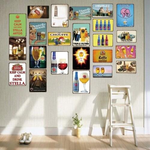 Belgian Beer Tin Sign Shabby Chic Plaque Metal Plates For Wall Art Home Kitchen Vintage Restaurant Decoration 30X20CM DU-3262A