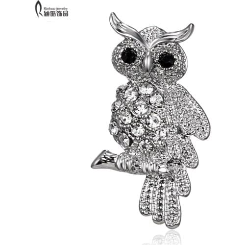 Fashion Bird Owl Crystal Rhinestones Brooches Antique Brooch Pins for Women Wedding Bride Jewelry For Women