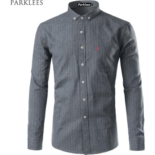 Button Down Dress Shirt Men 2017 New Arrival Long Sleeve Striped Cotton Mens Shirts Chemise Homme Casual Slim Fit Male Shirts