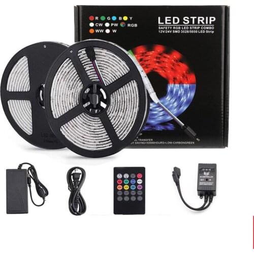Music LED Strip Lights SMD5050 RGB Strip Lights IP65 Waterproof Rope Lights Color Changing Flexible Tape Light Kit Power Supply