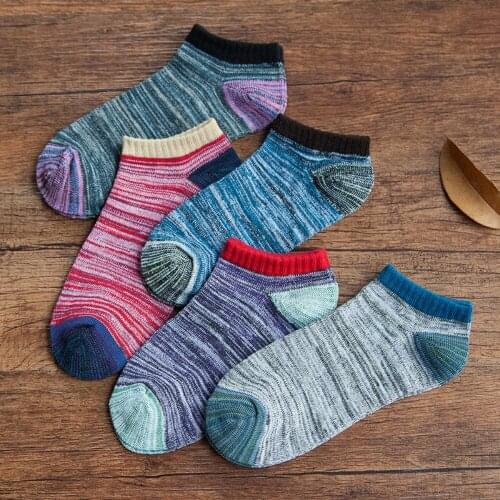 Mens Socks Classic Striped Retro Style Short Ankle Socks Invisible Male Boat Socks Breathable Sweat Absorbing Cotton Socks Boys