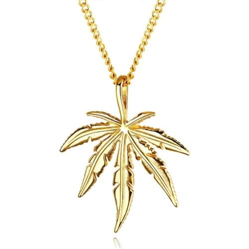 FATE LOVE Leaf Pendants Necklaces for Men Black Silver Gold Color High Quality Stainless Steel Long Chain Fashion Jewelry