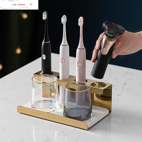 Stainless Steel Metal Toothbrush Holder Diatom Mud Pad Glass Mouthwash Cup Desktop Wall Hanging Bathroom Toiletries Storage Rack