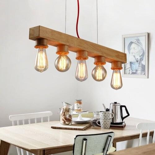Oak Pendant Lights rustic solid wood 5 Heads Suspension Lamp For Parlor restaurant bar cafe Store Home Pendant lighting PA0353