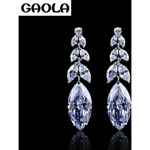 Wholesale New Fashion Wedding Jewelry AAA+ Top Quality Dewdrop Cubic Zircon Dangle Earring GLE0290