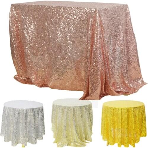 Sequin Tablecloth Glitter Round/Rectangular Table Cloth For Wedding Banquet Christmas Birthday Party Decor Home Tea Tablecloths