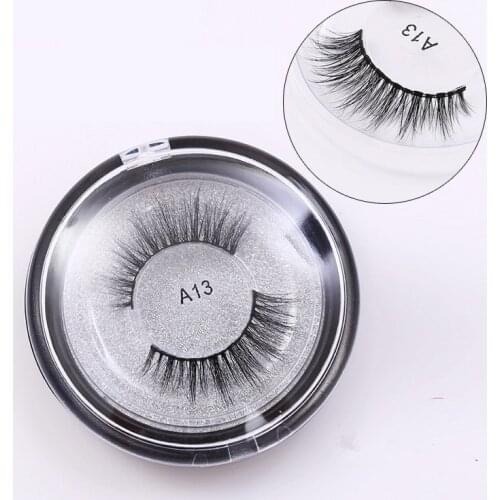 SOQOZ Mink Eyelashes 3D Mink Lashes Handmade Individual Eyelashes Natural Crisscross Lashes with Round Glitter Box A13