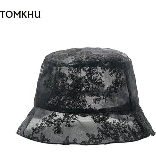 TOMKHU New Sun Hat Casual Lace Organza Hat Cap Photography Bonnet Props Studio Shooting Artistic Photo Young Girls Bucket Hat