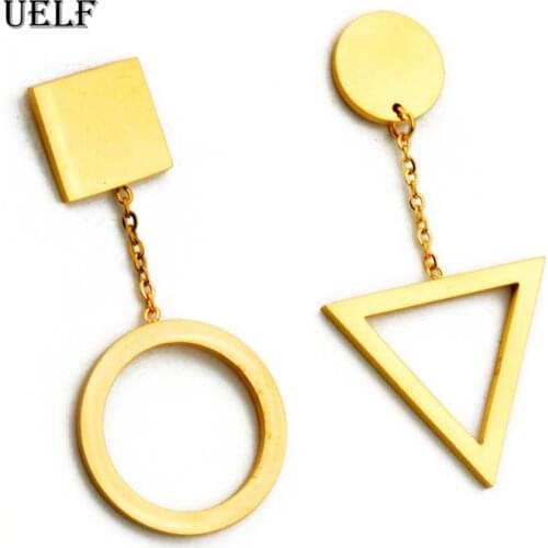 Uelf 2019 New Triangle Square Asymmetric Earrings For Girl Ear Accessories Cute Drop Pendientes Tassel Brincos
