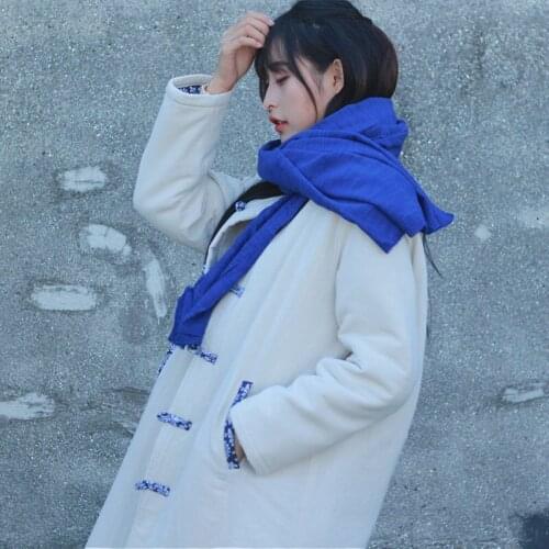 Johnature 2020 Winter New Cotton Linen Women Scarfs Solid Color Vintage Warm Soft Female Shaw