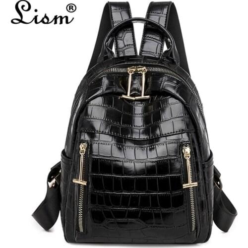 Womens backpack luxury high quality embossed bag 2020 new lism brandfashion multi-function backpack brown