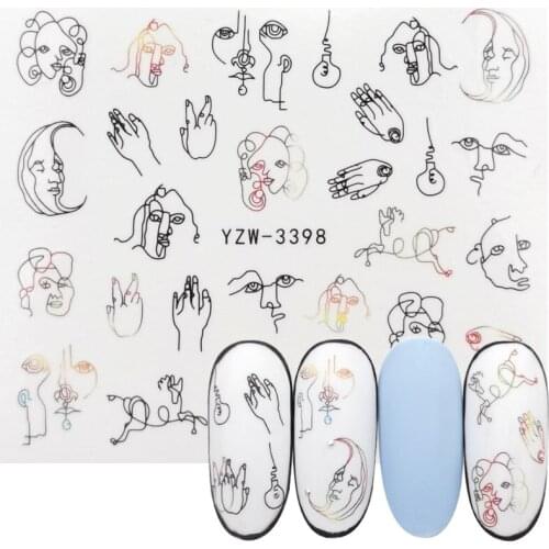 1 Sheets Letter Design Abstract Image Water Transfer Wraps Sexy Girl Nail Slider For Nails Art Decorations Manicure