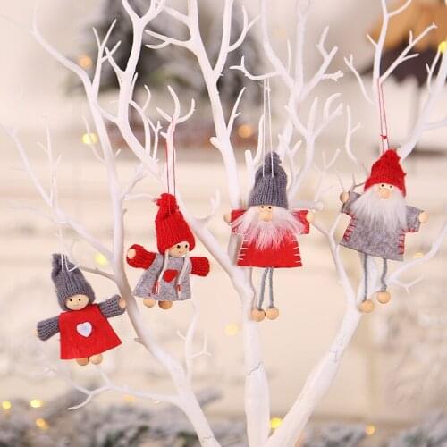 8*6.5cm Christmas Tree Doll Pendant Mini Lovely Xmas Car Decorative Toy with 7cm Lanyard