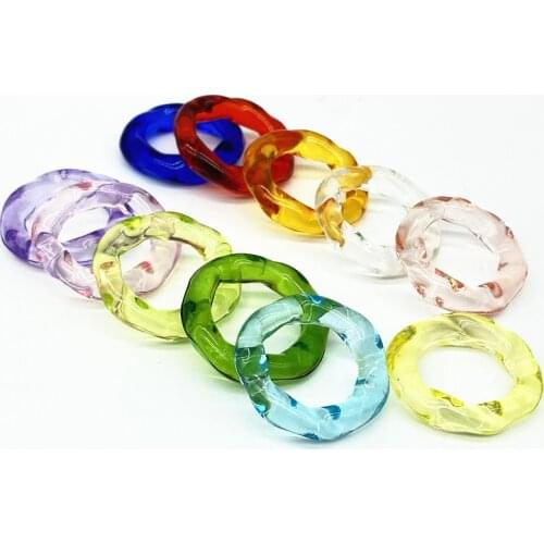 10pcs/lot Ins Aesthetic Colorful Transparent Acrylic Crystal Korean Geometric Irregular Square Rings for Women Trendy Jewelry