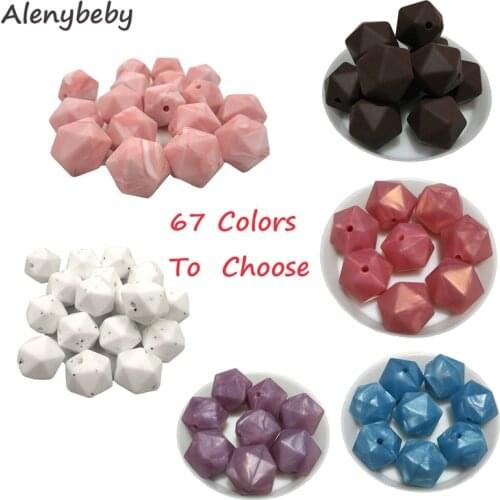 10pc Silicone Polyhedron Beads BPA Free Hexagon Beads 17mm Food Grade Silicone Teether DIY Baby Teething Beads Necklace Toys