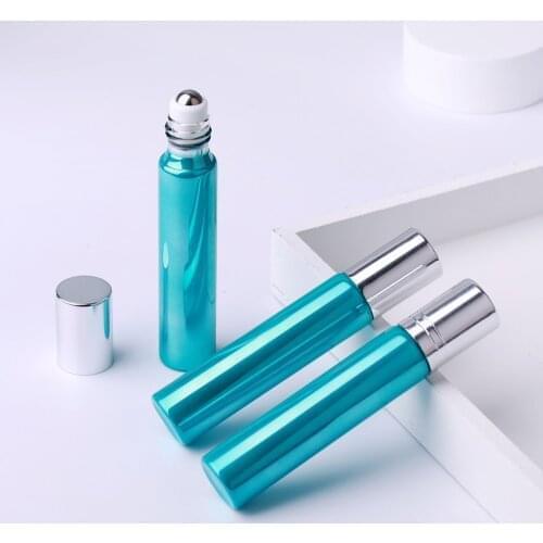 100Pcs/Lot 10ml Perfume Glass Bottle green Essential oil bottle Empty Mini Sample Perfume Bottle With Roll On Cosmetic Contaier