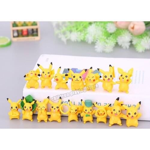 16pcs Pokemon Pikachu Cartoon Landscape Decoration Cute Cake DIY Decoration Toy Anime Doll Car Decoration Childrens Gift